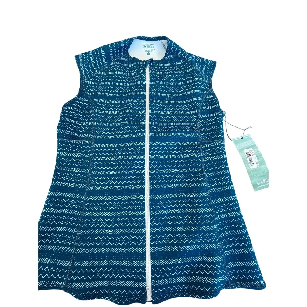 NWT! Carve Designs Arcadia Vest Azul Isla Blue Geometric Zip Up UPF 50 XL‎ Scuba